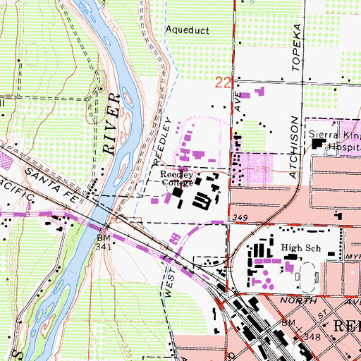 Topographic Map of Reedley College, CA