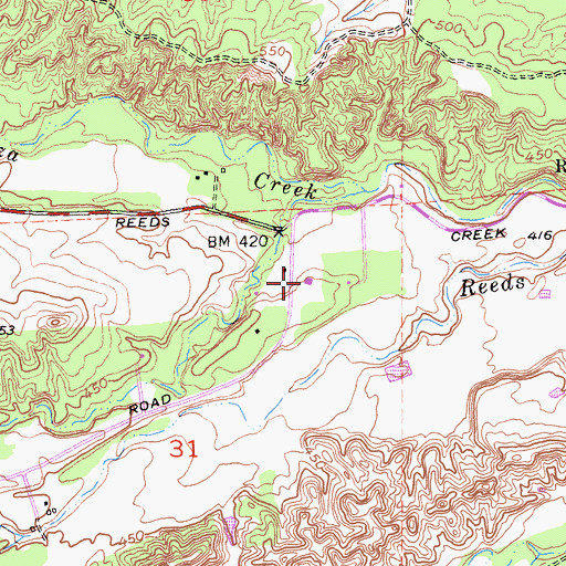 Topographic Map of Reeds Creek Elementary School, CA