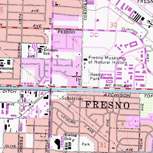 Topographic Map of Reedy Park, CA