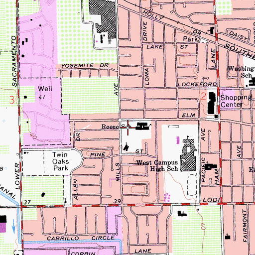 Topographic Map of Erma B Reese Elementary School, CA