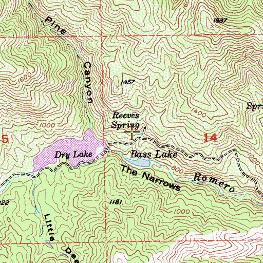 Topographic Map of Reeves Spring, CA
