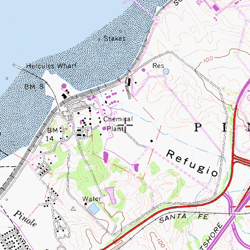 Topographic Map of Refugio Valley, CA