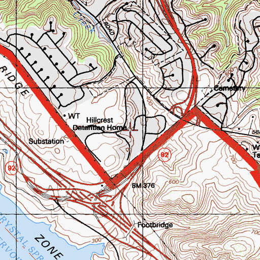 Topographic Map of Crystal Springs Rehabilitation Center, CA