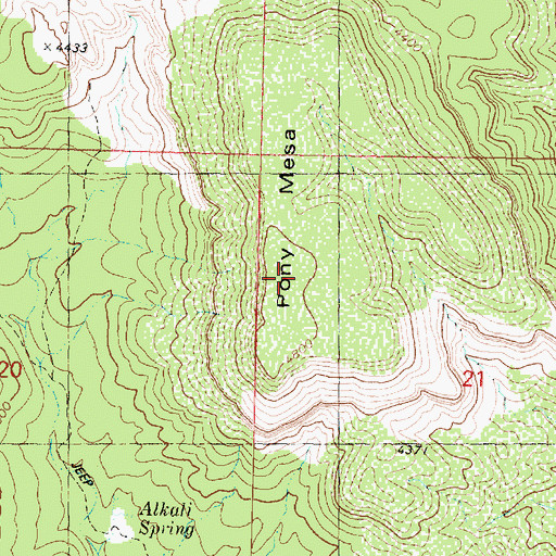 Topographic Map of Pony Mesa, AZ