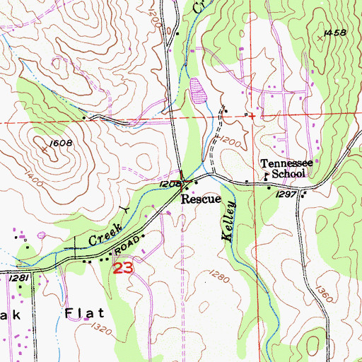 Topographic Map of Rescue, CA