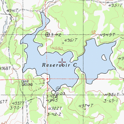 Topographic Map of Reservoir C, CA