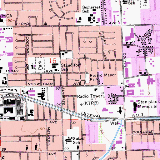 Topographic Map of Revard Manor Park, CA