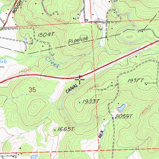 Topographic Map of Rex Ditch, CA