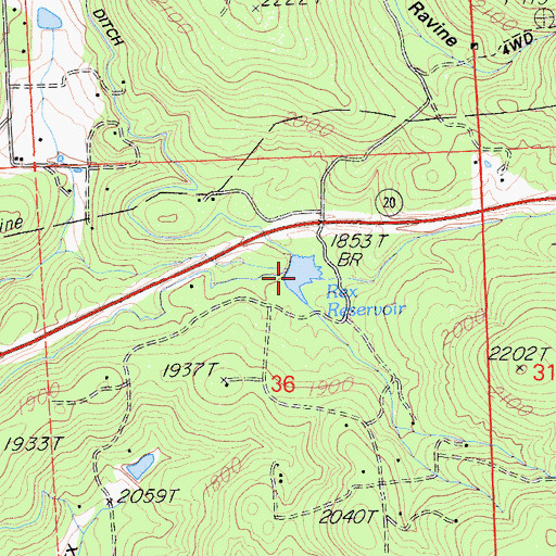 Topographic Map of Rex Reservoir, CA