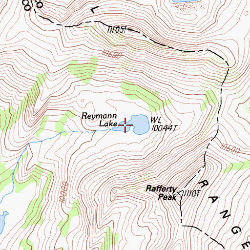 Topographic Map of Reymann Lake, CA