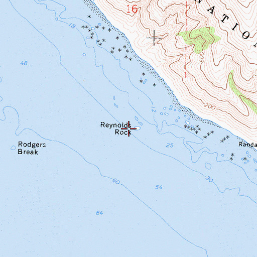 Topographic Map of Reynolds Rock, CA