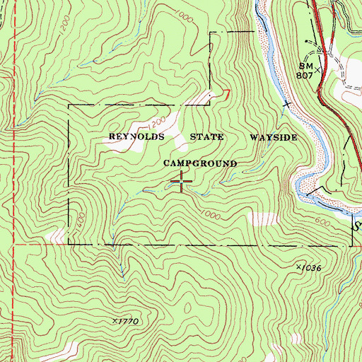 Topographic Map of Reynolds State Wayside Campground, CA