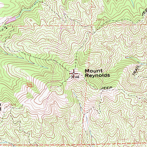 Topographic Map of Mount Reynolds, CA