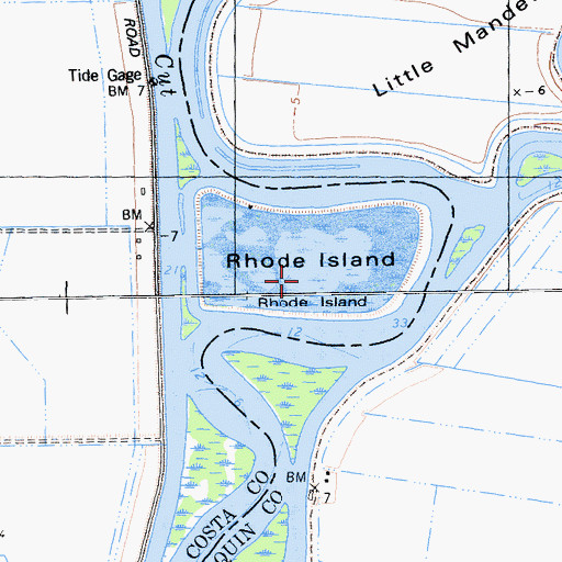Topographic Map of Rhode Island, CA