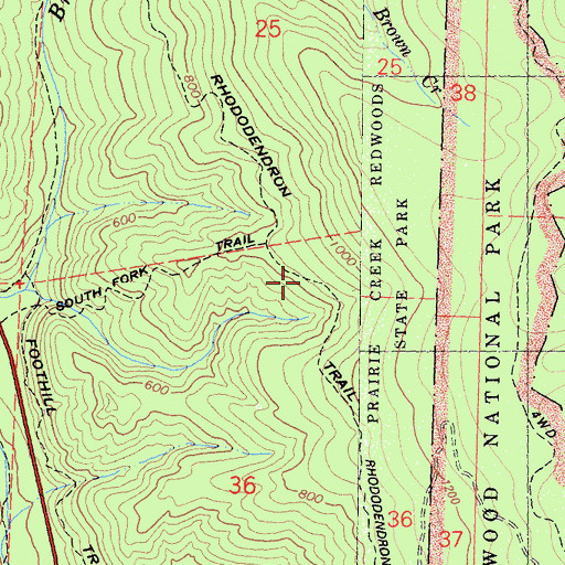 Topographic Map of Rhododendron Trail, CA
