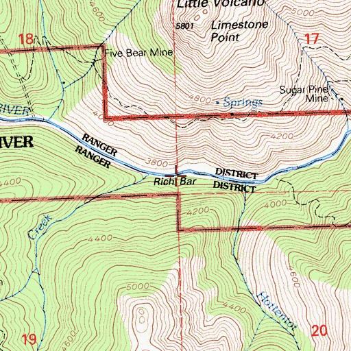 Topographic Map of Rich Bar, CA