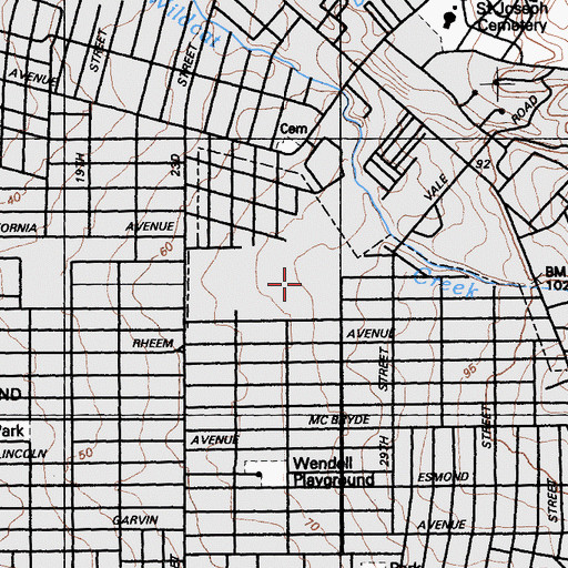 Topographic Map of Richmond High School, CA