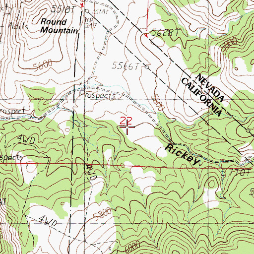 Topographic Map of Rickey Canyon, CA