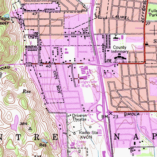 Topographic Map of Temescal High School, CA