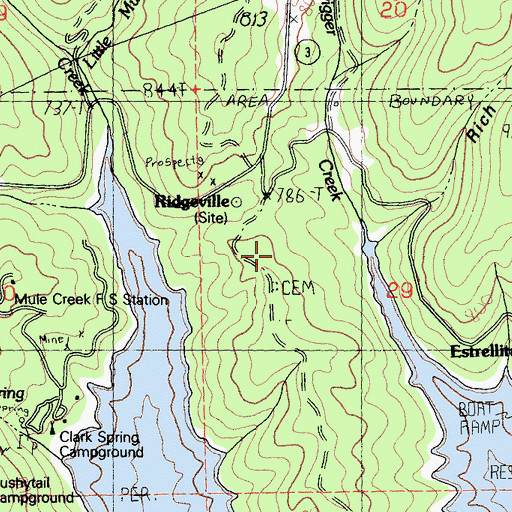 Topographic Map of Ridgeville Cemetery, CA