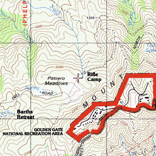 Topographic Map of Rifle Camp, CA