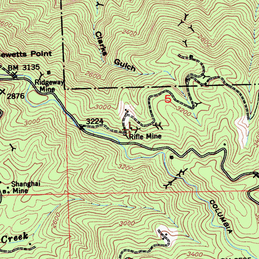 Topographic Map of Rifle Mine, CA
