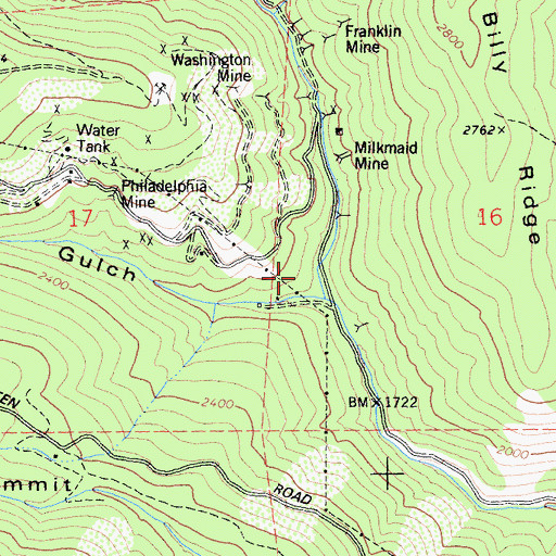 Topographic Map of Right Fork French Gulch, CA