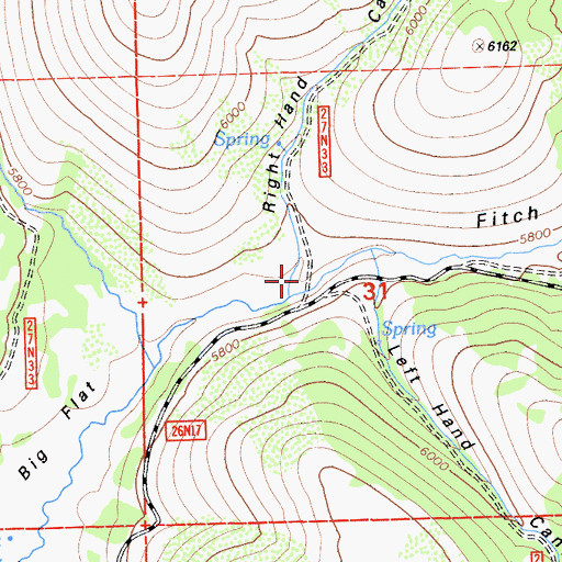 Topographic Map of Right Hand Canyon, CA