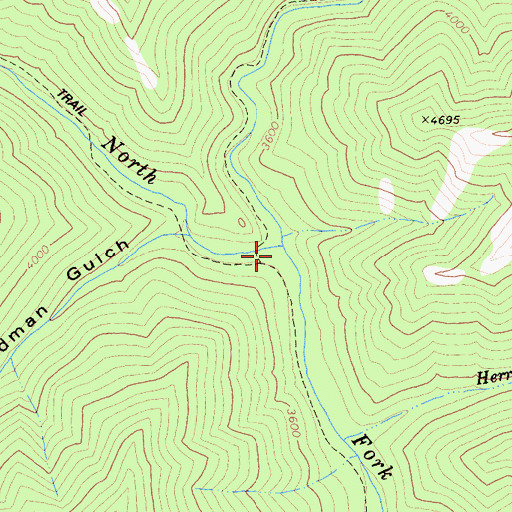 Topographic Map of Right Hand Fork North Fork Salmon River, CA