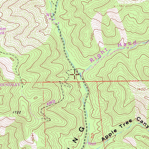 Topographic Map of Right-Hand Canyon, CA