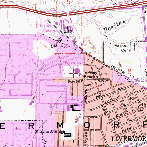 Topographic Map of Rincon Avenue School, CA