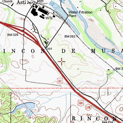 Topographic Map of Rincon De Musalacon, CA