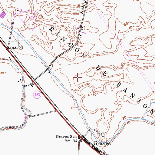Topographic Map of Rincon De Sanjon, CA