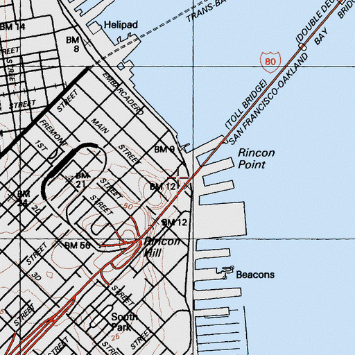 Topographic Map of Rincon Point, CA