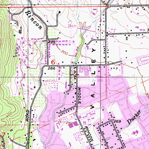 Topographic Map of Rincon Valley Middle School, CA
