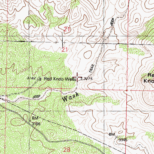 Topographic Map of Red Knob Wells, AZ