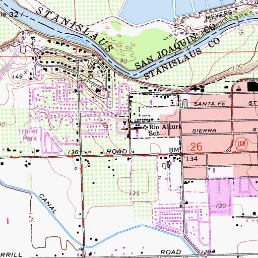 Topographic Map of Rio Altura Elementary School, CA