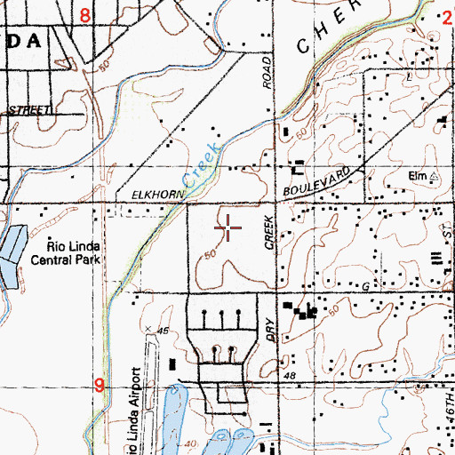 Topographic Map of Rio Linda High School, CA