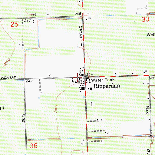 Topographic Map of Ripperdan, CA