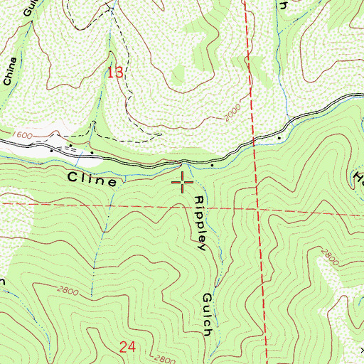 Topographic Map of Rippley Gulch, CA