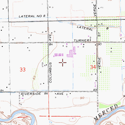 Topographic Map of Riverside Ditch, CA