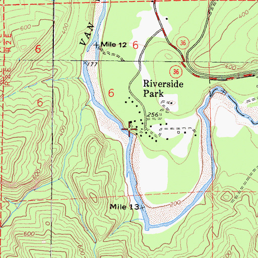 Topographic Map of Riverside Park, CA