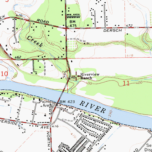Topographic Map of Riverview Ranch, CA