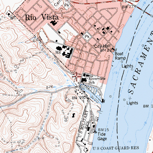 Topographic Map of Riverview Elementary School, CA