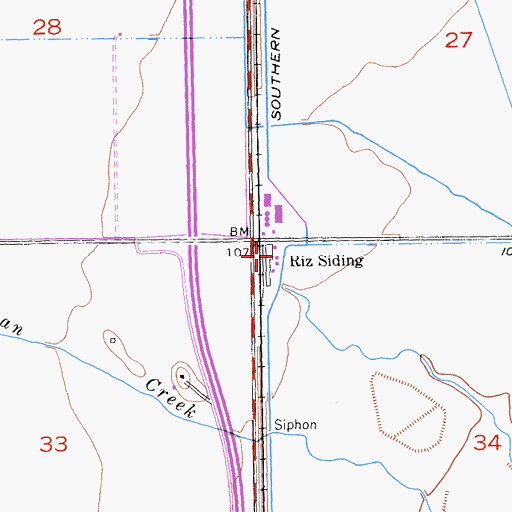 Topographic Map of Riz Siding, CA