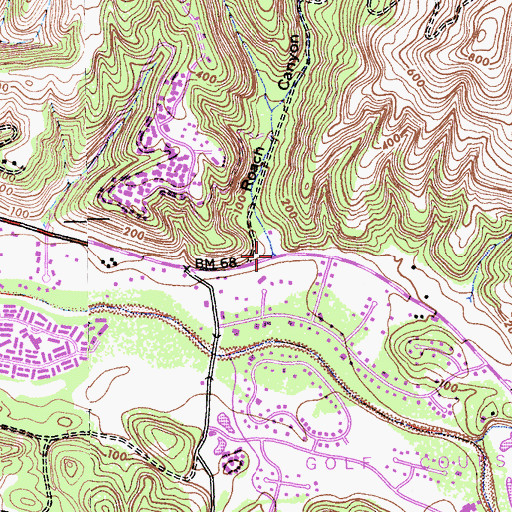 Topographic Map of Roach Canyon, CA