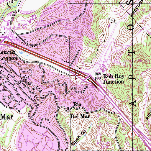 Topographic Map of Rob Roy Junction, CA
