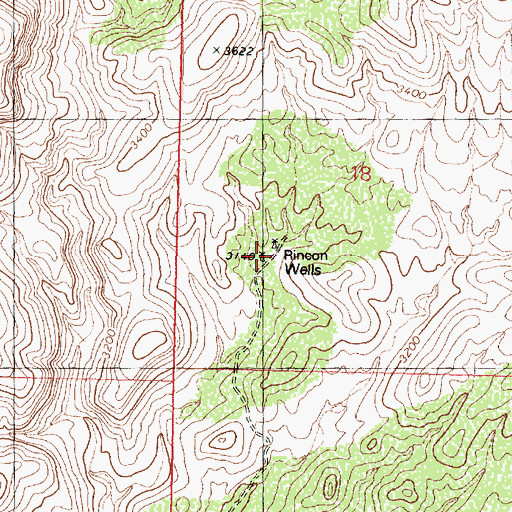 Topographic Map of Rincon Wells, AZ
