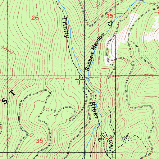 Topographic Map of Robbers Meadow Creek, CA