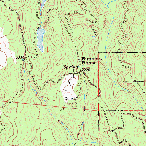 Topographic Map of Robbers Roost, CA